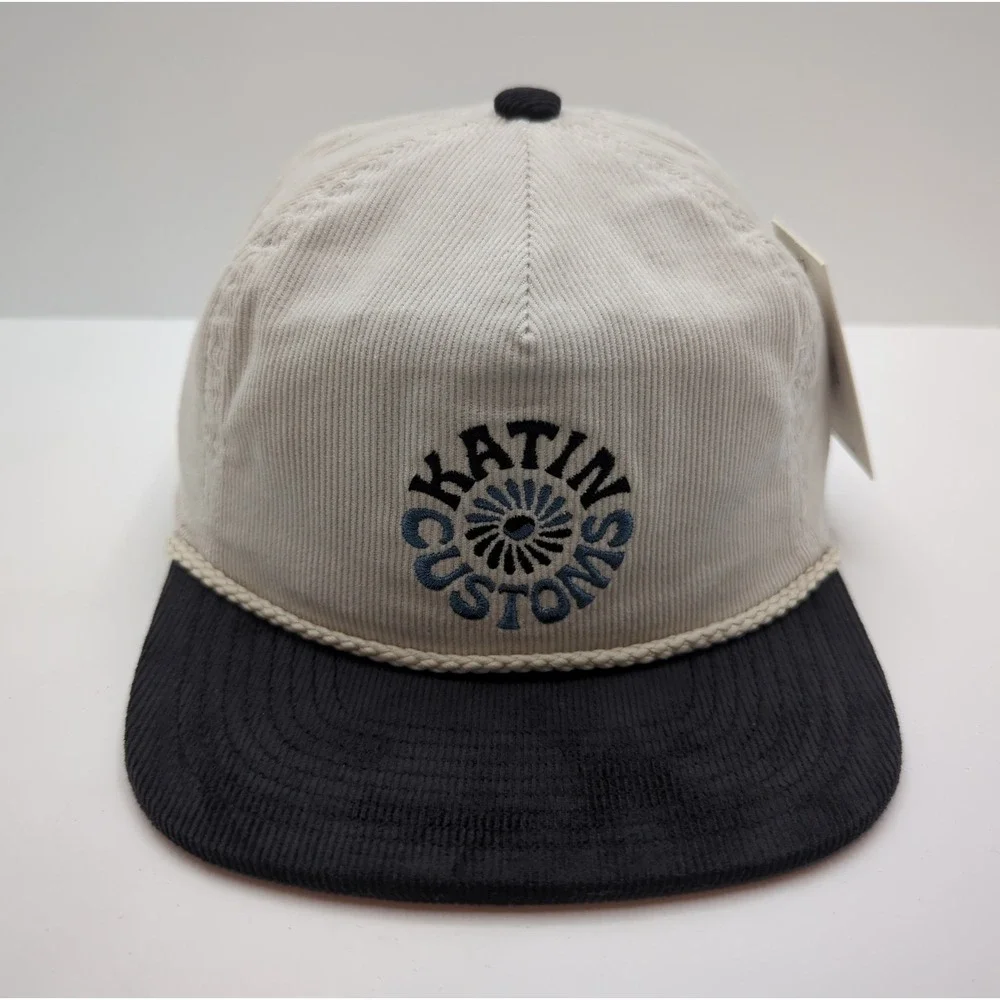 Katin Customs Wilona Corduroy Snapback Hat Cream Navy Blue FA25HTWIL-WHIB OS